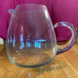 Vintage Clear Crystal Glass Pitcher with molded handle & Ice Lip 7 1/2"